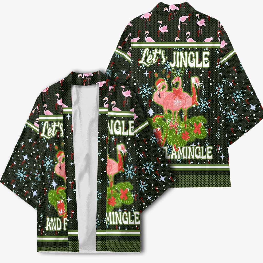 Lets Jingle And Flamingle Christmas Kimono Funny Xmas Holiday Patterns - Wonder Print Shop
