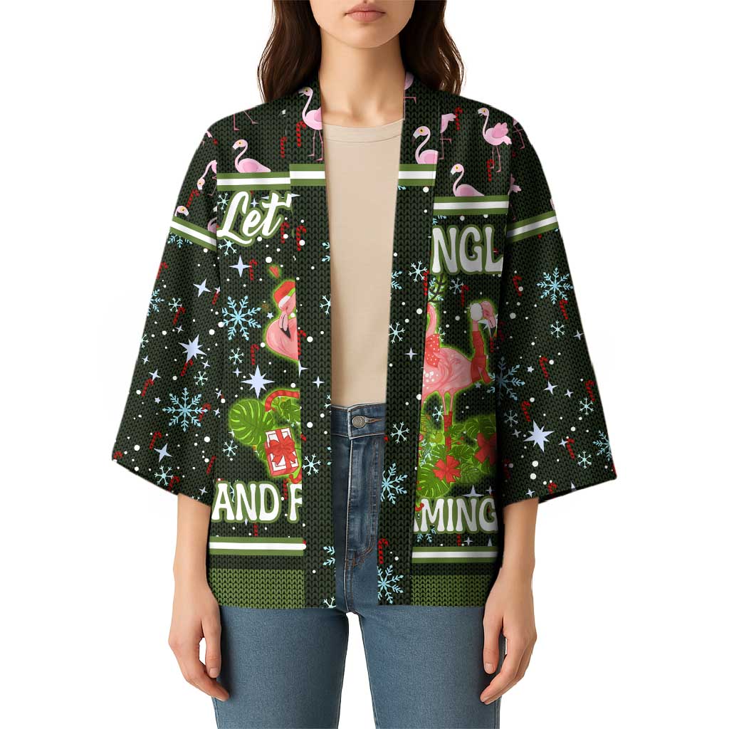 Lets Jingle And Flamingle Christmas Kimono Funny Xmas Holiday Patterns - Wonder Print Shop