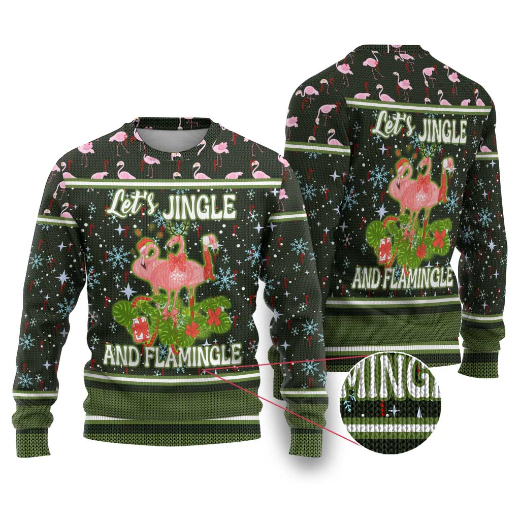 Lets Jingle And Flamingle Christmas Ugly Christmas Sweater Funny Xmas Holiday Patterns - Wonder Print Shop