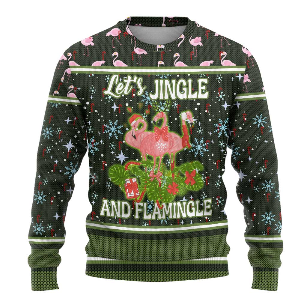 Lets Jingle And Flamingle Christmas Ugly Christmas Sweater Funny Xmas Holiday Patterns - Wonder Print Shop