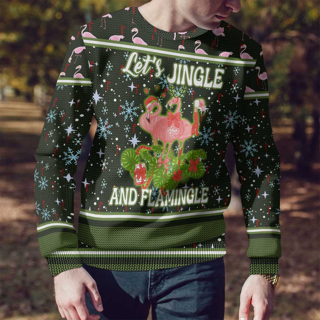 Lets Jingle And Flamingle Christmas Ugly Christmas Sweater Funny Xmas Holiday Patterns - Wonder Print Shop
