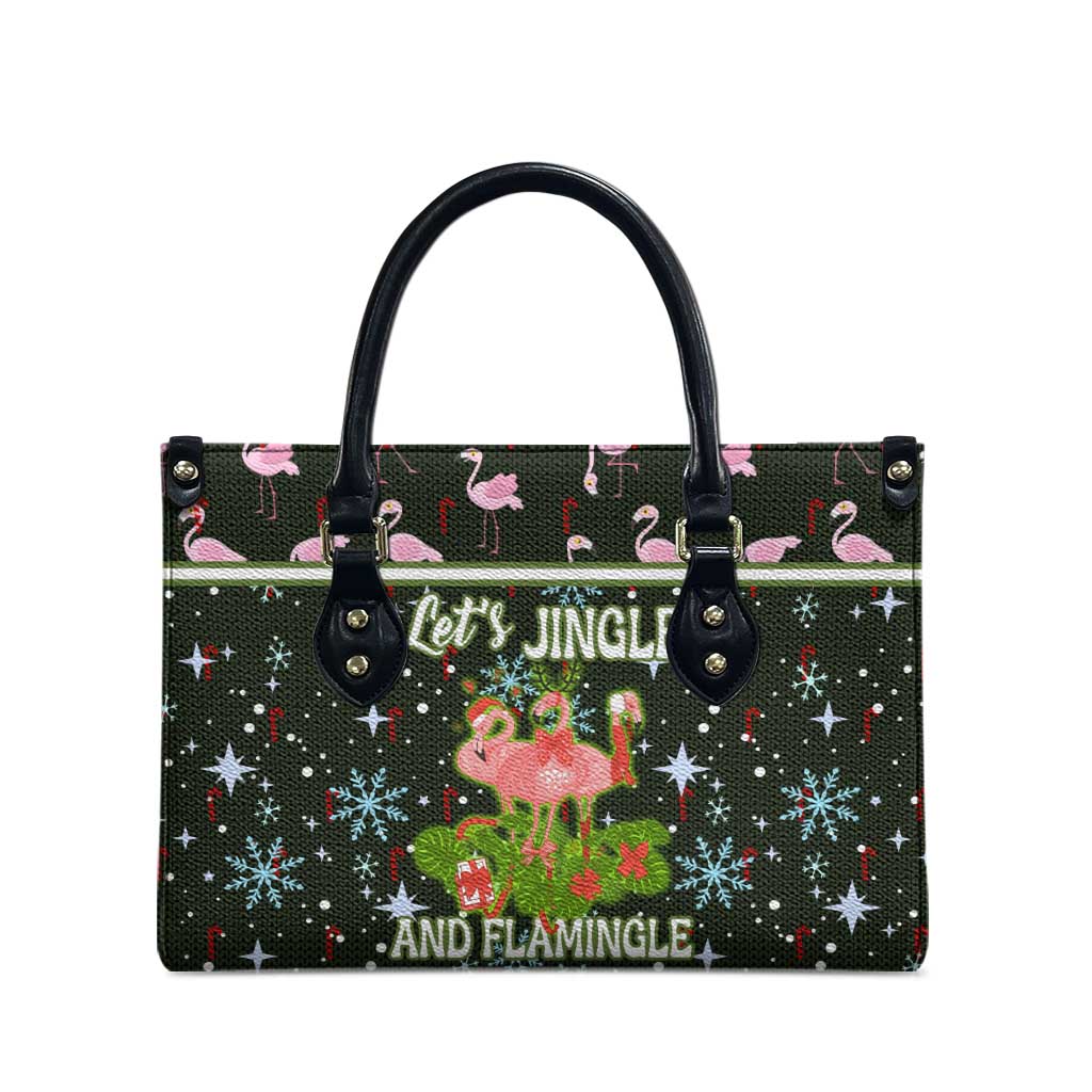 Lets Jingle And Flamingle Christmas Leather Bag Funny Xmas Holiday Patterns - Wonder Print Shop