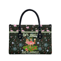 Lets Jingle And Flamingle Christmas Leather Bag Funny Xmas Holiday Patterns - Wonder Print Shop