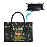 Lets Jingle And Flamingle Christmas Leather Bag Funny Xmas Holiday Patterns - Wonder Print Shop