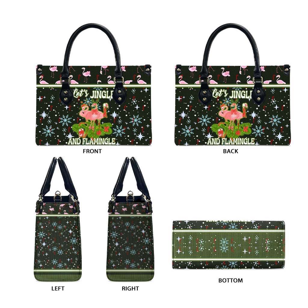 Lets Jingle And Flamingle Christmas Leather Bag Funny Xmas Holiday Patterns - Wonder Print Shop