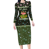 Lets Jingle And Flamingle Christmas Long Sleeve Bodycon Dress Funny Xmas Holiday Patterns - Wonder Print Shop