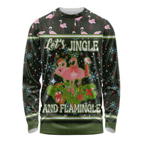 Lets Jingle And Flamingle Christmas Long Sleeve Shirt Funny Xmas Holiday Patterns - Wonder Print Shop