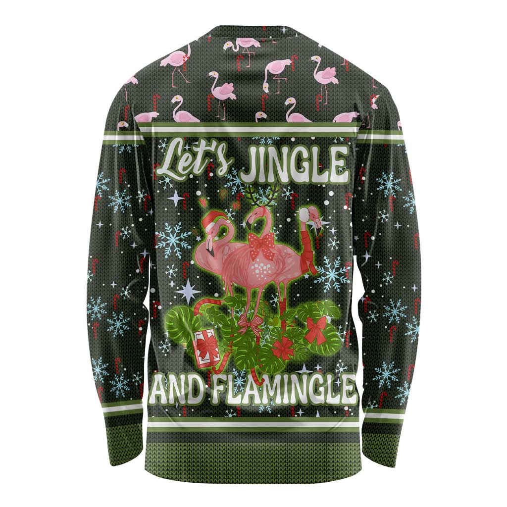 Lets Jingle And Flamingle Christmas Long Sleeve Shirt Funny Xmas Holiday Patterns - Wonder Print Shop