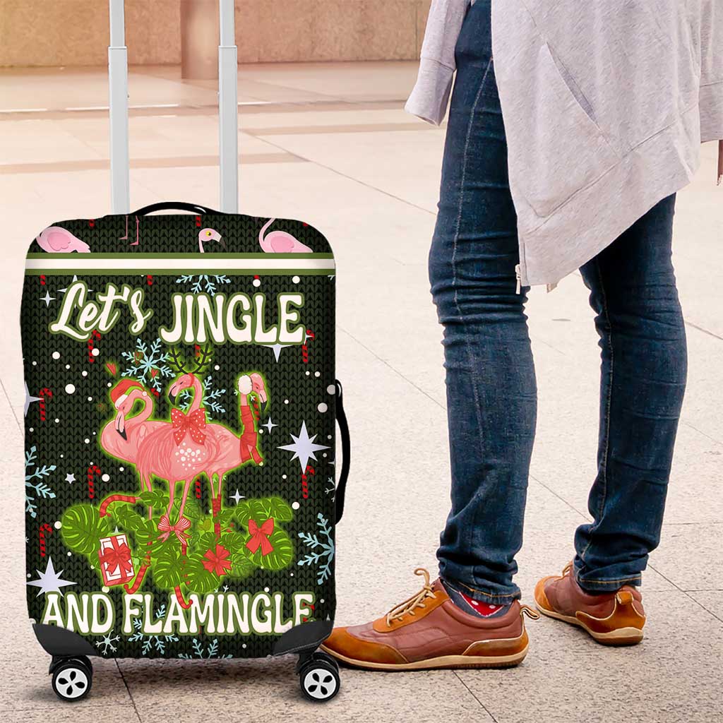 Lets Jingle And Flamingle Christmas Luggage Cover Funny Xmas Holiday Patterns - Wonder Print Shop