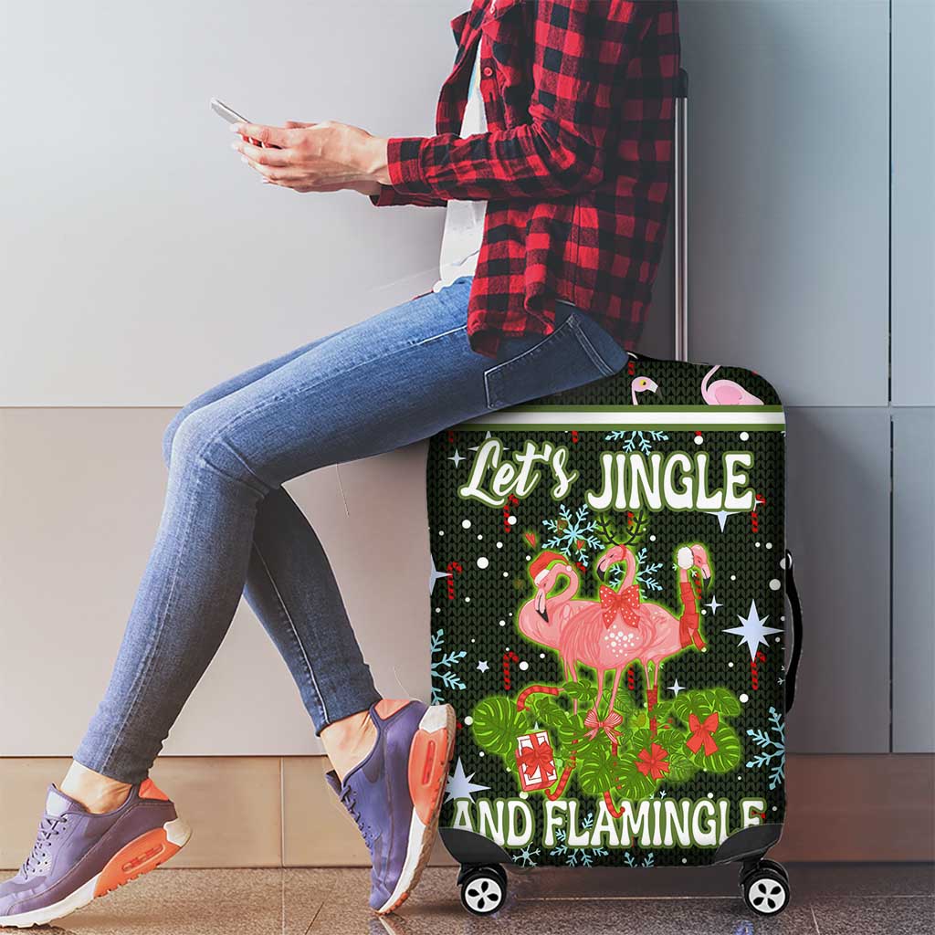 Lets Jingle And Flamingle Christmas Luggage Cover Funny Xmas Holiday Patterns - Wonder Print Shop
