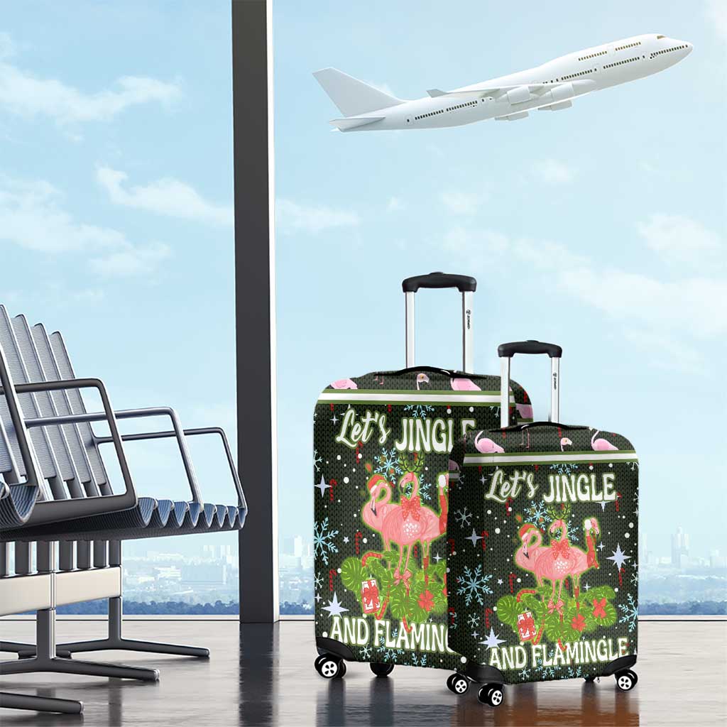 Lets Jingle And Flamingle Christmas Luggage Cover Funny Xmas Holiday Patterns - Wonder Print Shop
