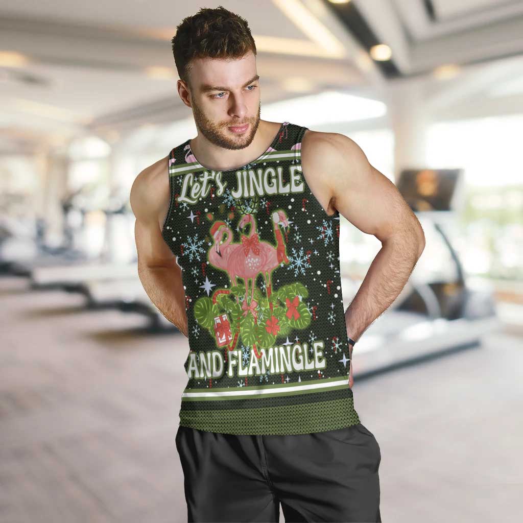 Lets Jingle And Flamingle Christmas Men Tank Top Funny Xmas Holiday Patterns - Wonder Print Shop