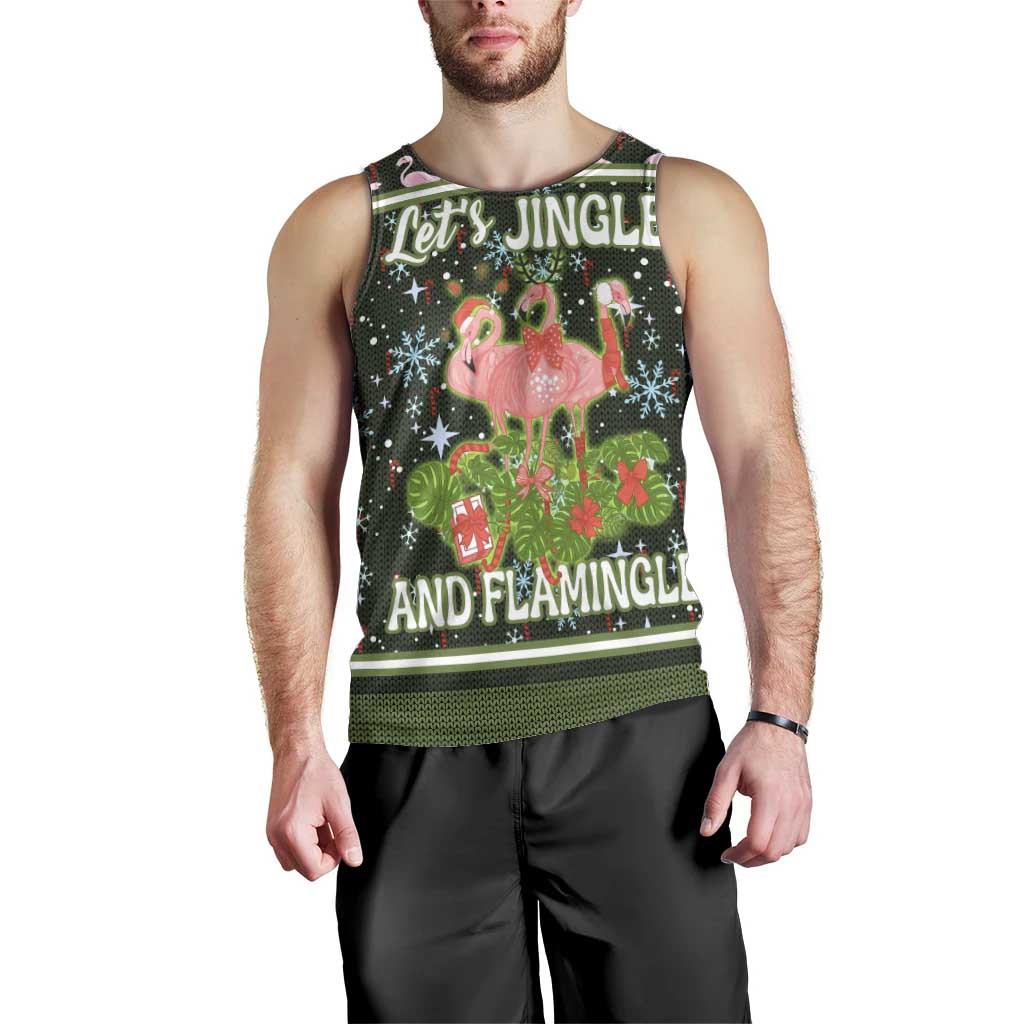 Lets Jingle And Flamingle Christmas Men Tank Top Funny Xmas Holiday Patterns - Wonder Print Shop