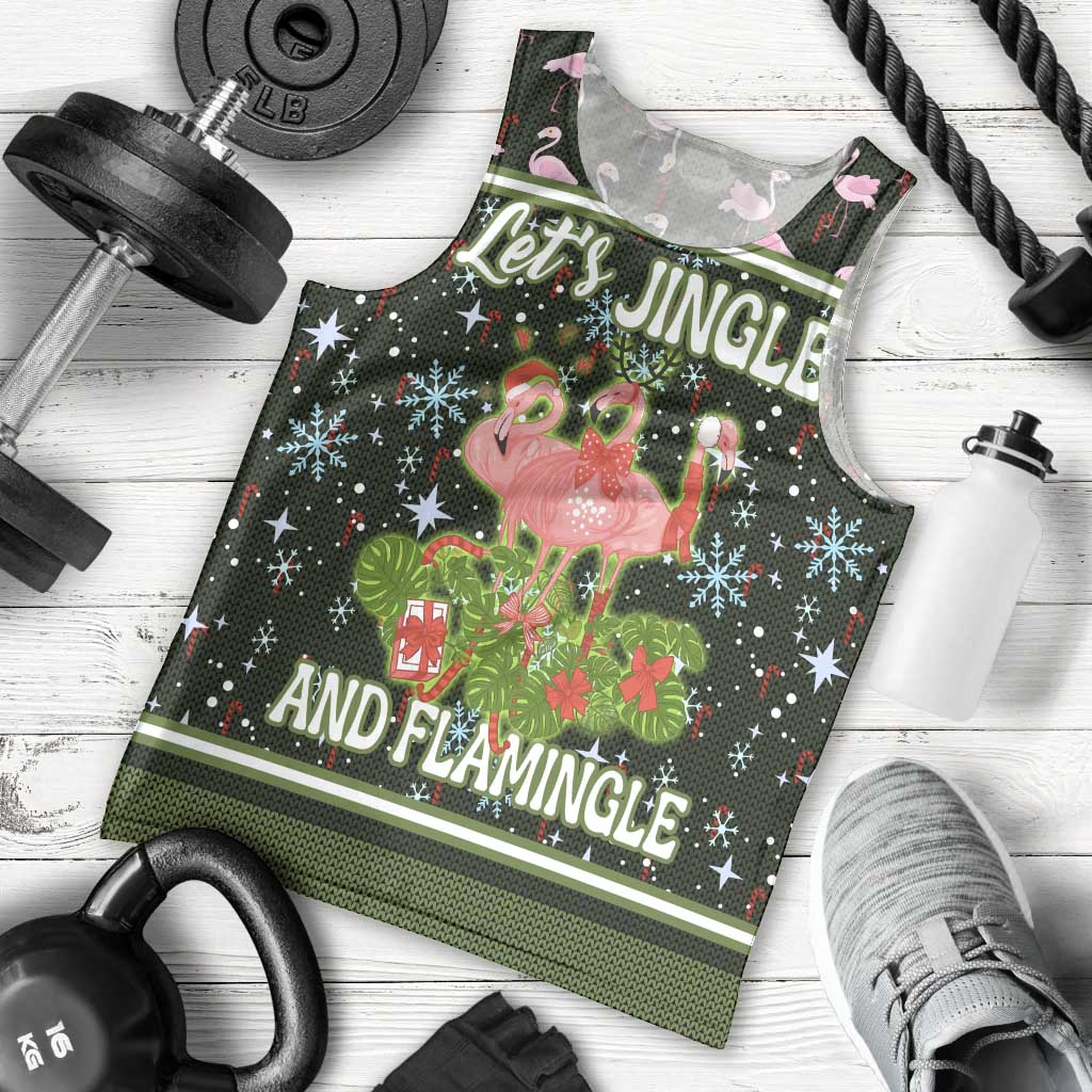 Lets Jingle And Flamingle Christmas Men Tank Top Funny Xmas Holiday Patterns - Wonder Print Shop