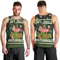 Lets Jingle And Flamingle Christmas Men Tank Top Funny Xmas Holiday Patterns - Wonder Print Shop