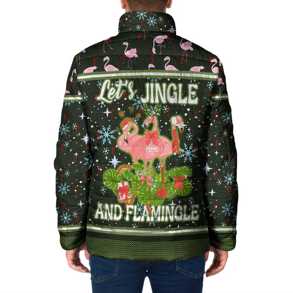 Lets Jingle And Flamingle Christmas Padded Jacket Funny Xmas Holiday Patterns - Wonder Print Shop