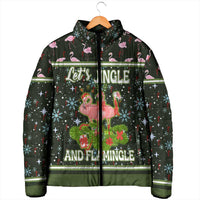 Lets Jingle And Flamingle Christmas Padded Jacket Funny Xmas Holiday Patterns - Wonder Print Shop
