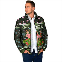 Lets Jingle And Flamingle Christmas Padded Jacket Funny Xmas Holiday Patterns - Wonder Print Shop