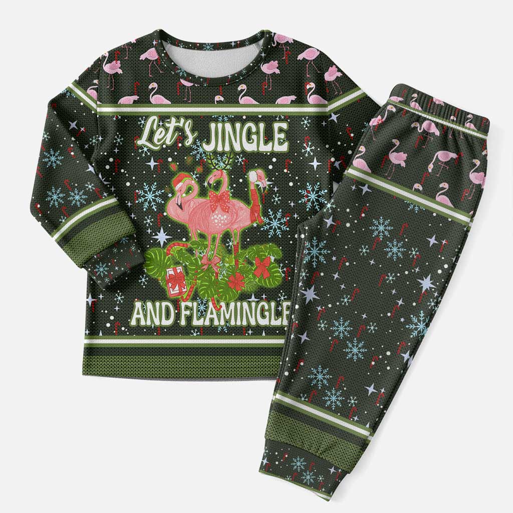 Lets Jingle And Flamingle Christmas Pajama Set Funny Xmas Holiday Patterns - Wonder Print Shop