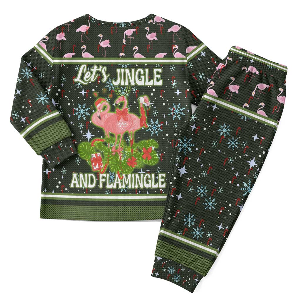 Lets Jingle And Flamingle Christmas Pajama Set Funny Xmas Holiday Patterns - Wonder Print Shop