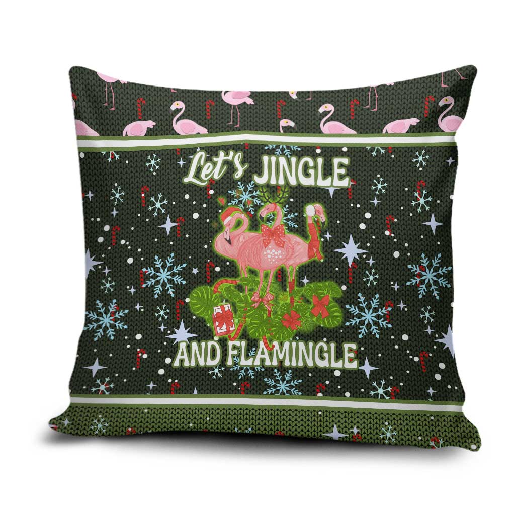 Lets Jingle And Flamingle Christmas Pillow Cover Funny Xmas Holiday Patterns - Wonder Print Shop