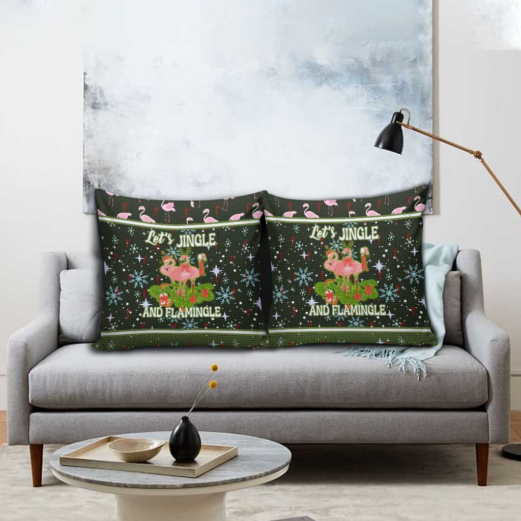 Lets Jingle And Flamingle Christmas Pillow Cover Funny Xmas Holiday Patterns - Wonder Print Shop