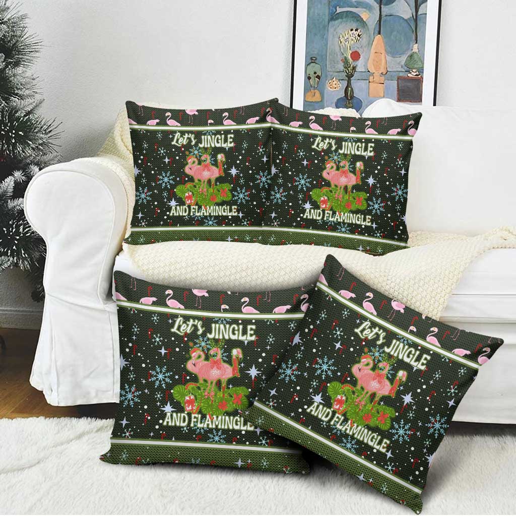 Lets Jingle And Flamingle Christmas Pillow Cover Funny Xmas Holiday Patterns - Wonder Print Shop