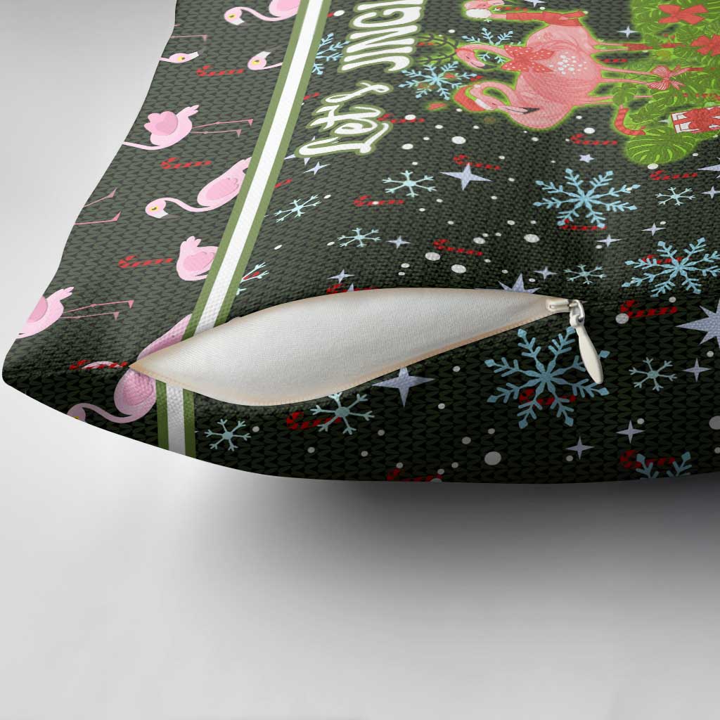 Lets Jingle And Flamingle Christmas Pillow Cover Funny Xmas Holiday Patterns - Wonder Print Shop