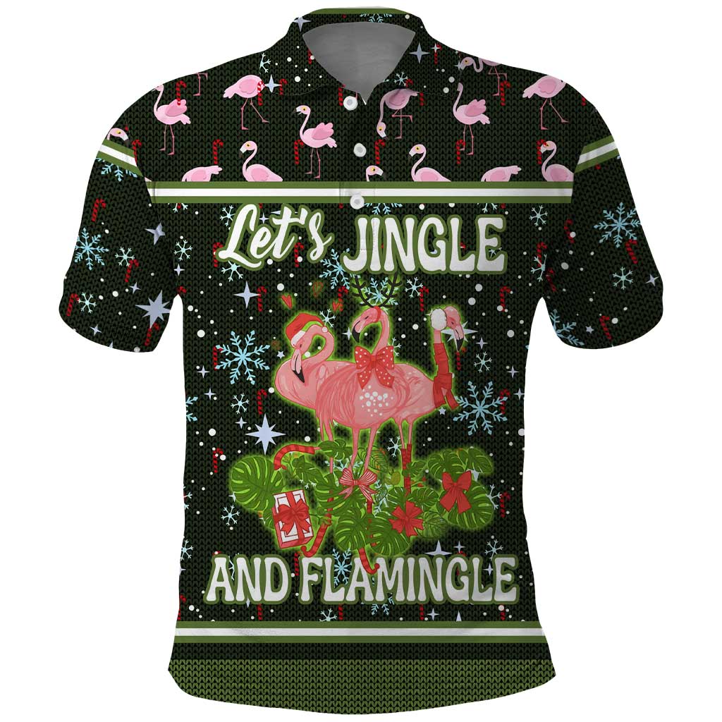 Lets Jingle And Flamingle Christmas Polo Shirt Funny Xmas Holiday Patterns - Wonder Print Shop