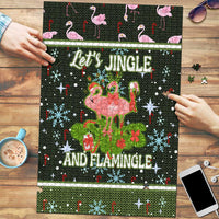 Lets Jingle And Flamingle Christmas Puzzle Funny Xmas Holiday Patterns - Wonder Print Shop