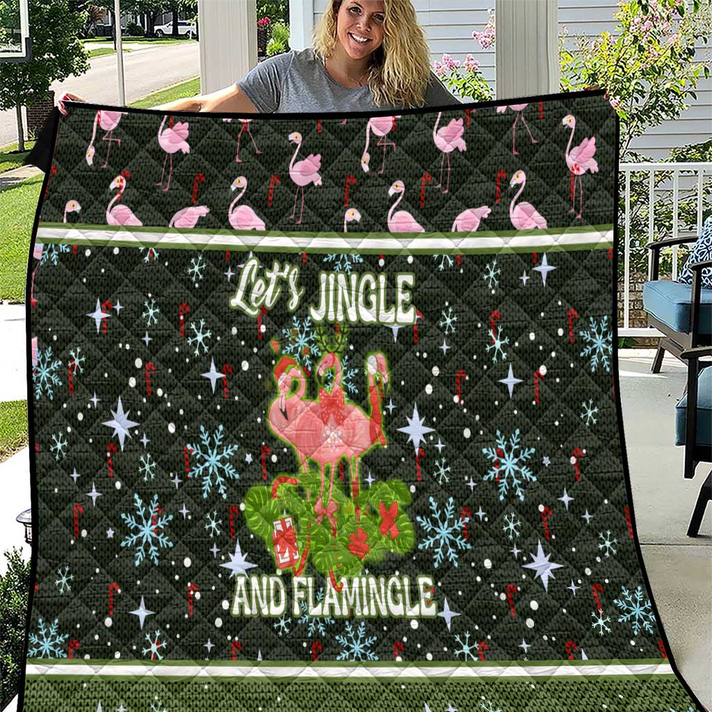 Lets Jingle And Flamingle Christmas Quilt Funny Xmas Holiday Patterns - Wonder Print Shop