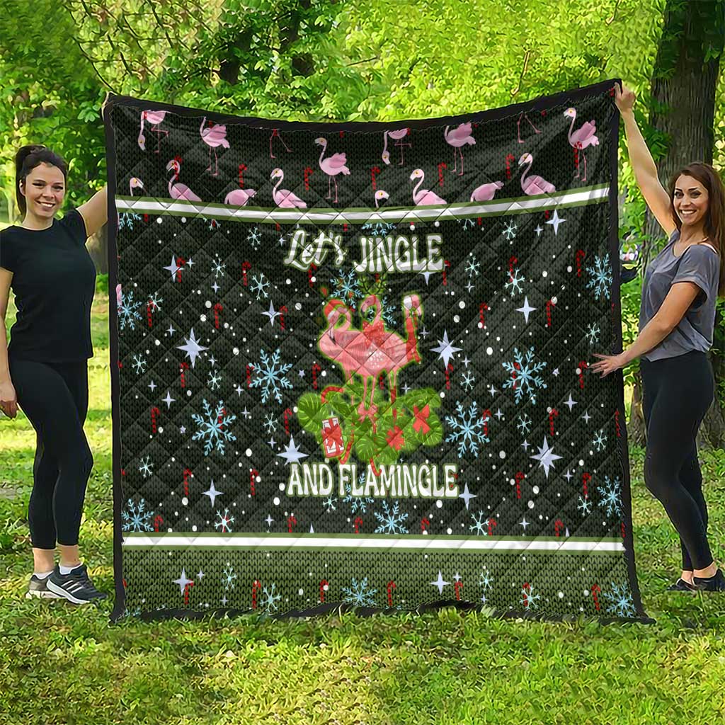 Lets Jingle And Flamingle Christmas Quilt Funny Xmas Holiday Patterns - Wonder Print Shop