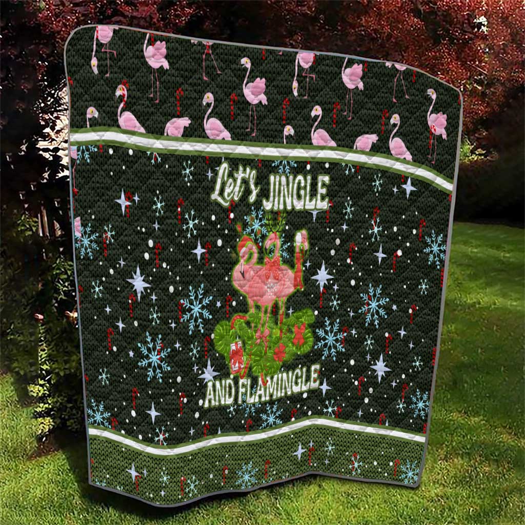 Lets Jingle And Flamingle Christmas Quilt Funny Xmas Holiday Patterns - Wonder Print Shop