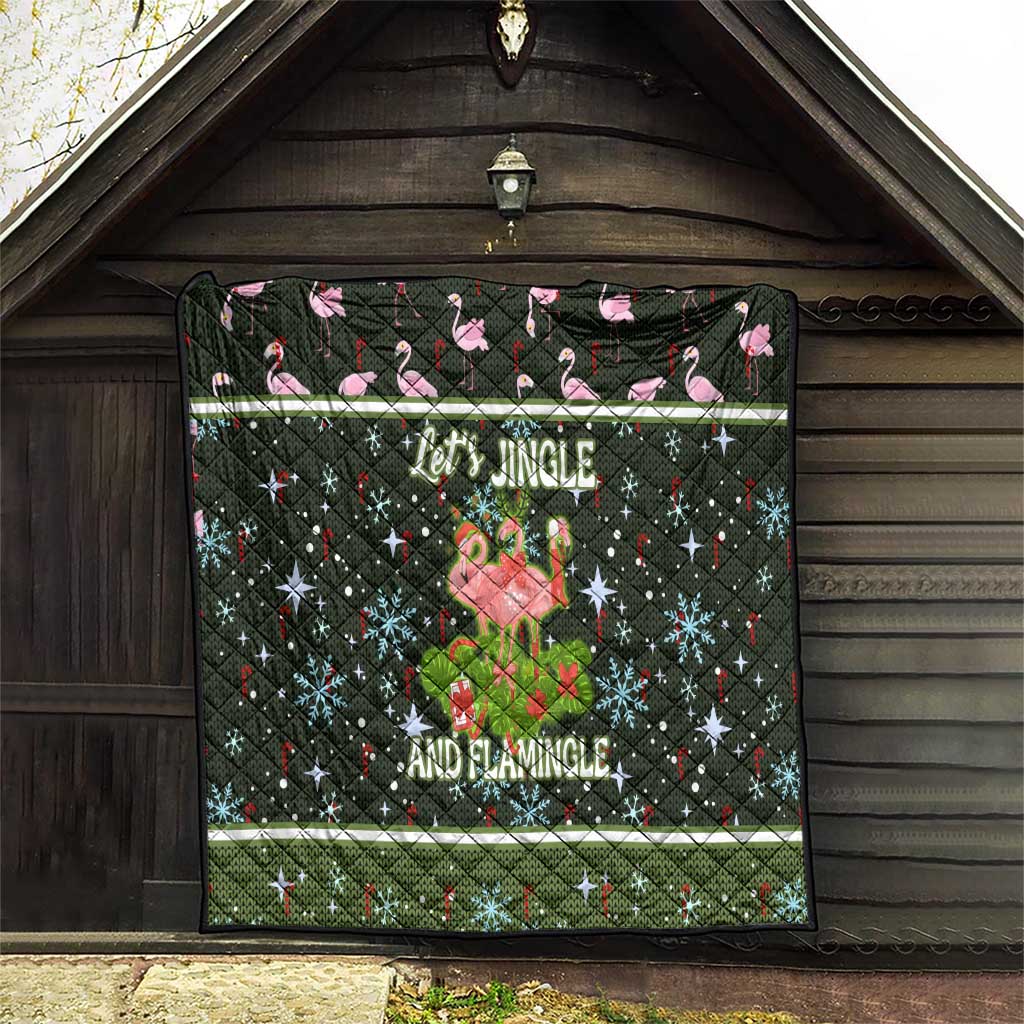 Lets Jingle And Flamingle Christmas Quilt Funny Xmas Holiday Patterns - Wonder Print Shop