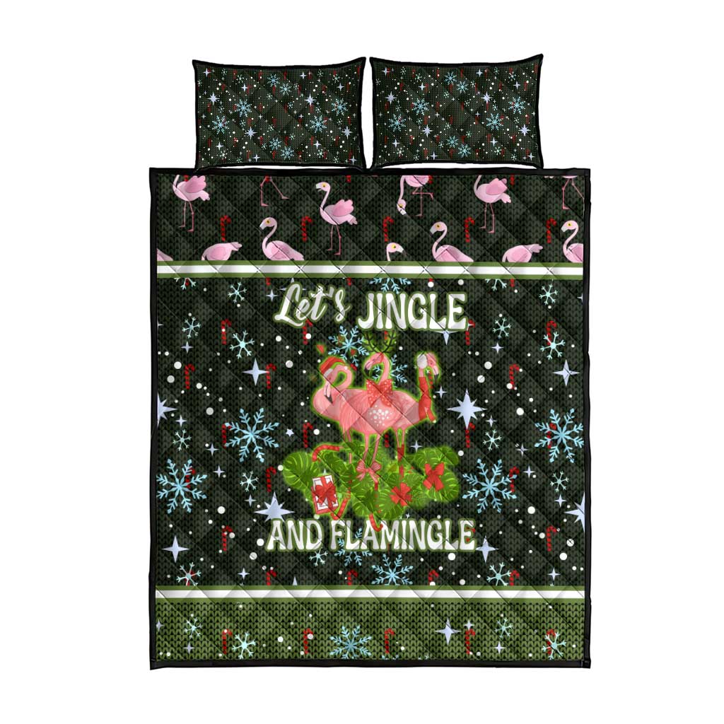Lets Jingle And Flamingle Christmas Quilt Bed Set Funny Xmas Holiday Patterns - Wonder Print Shop