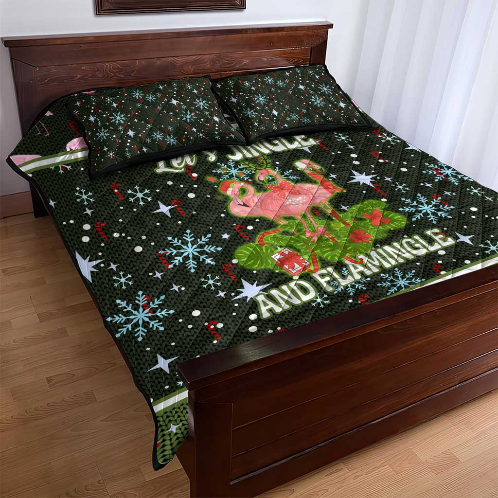 Lets Jingle And Flamingle Christmas Quilt Bed Set Funny Xmas Holiday Patterns - Wonder Print Shop