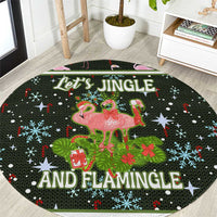 Lets Jingle And Flamingle Christmas Round Carpet Funny Xmas Holiday Patterns - Wonder Print Shop
