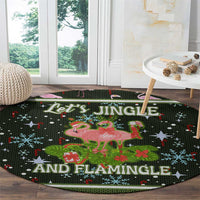 Lets Jingle And Flamingle Christmas Round Carpet Funny Xmas Holiday Patterns - Wonder Print Shop
