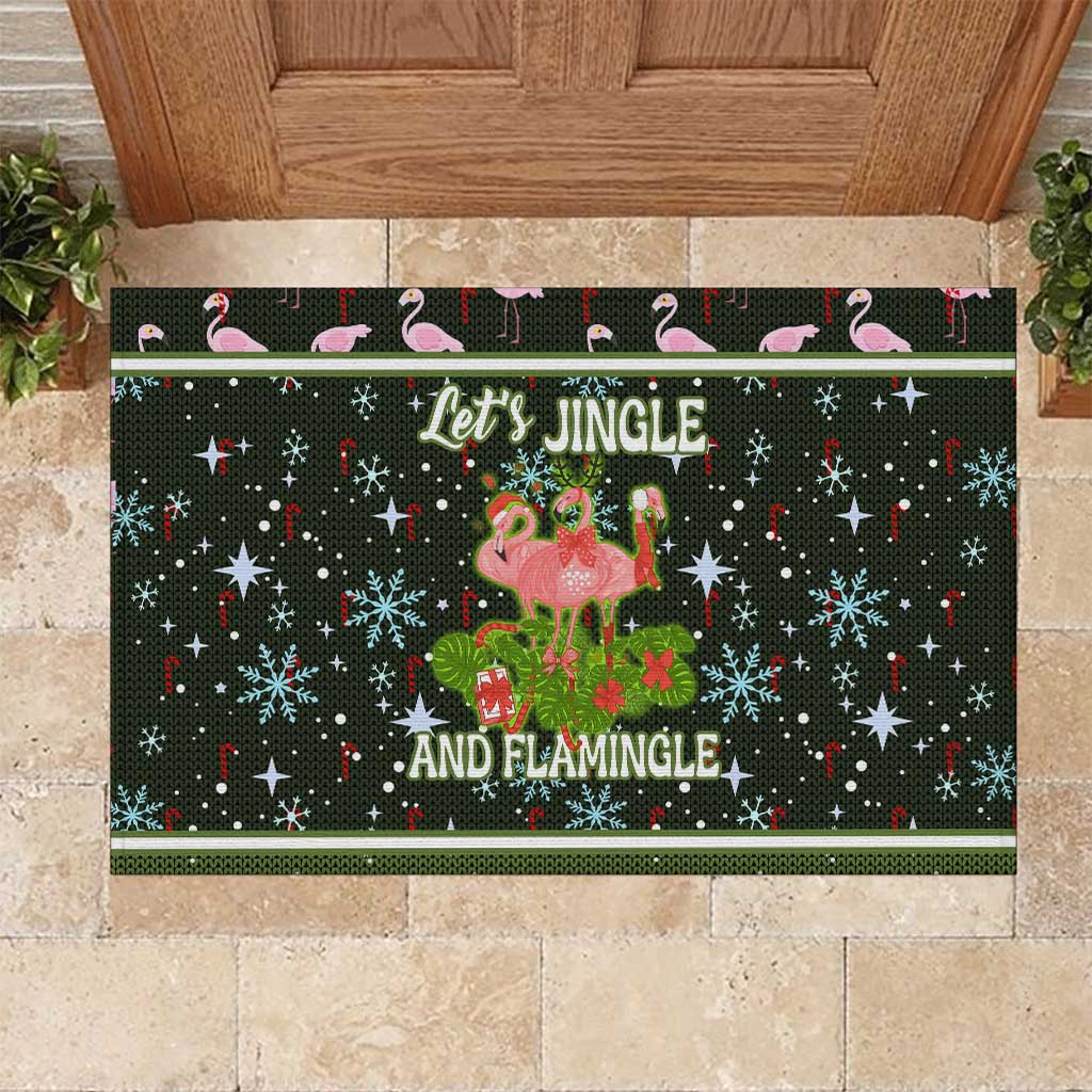 Lets Jingle And Flamingle Christmas Rubber Doormat Funny Xmas Holiday Patterns - Wonder Print Shop