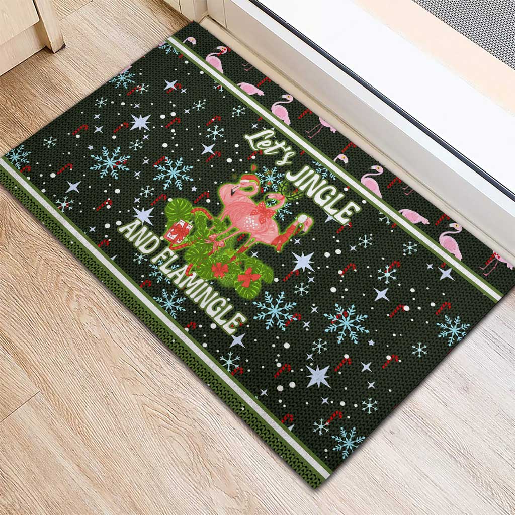 Lets Jingle And Flamingle Christmas Rubber Doormat Funny Xmas Holiday Patterns - Wonder Print Shop
