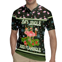 Lets Jingle And Flamingle Christmas Rugby Jersey Funny Xmas Holiday Patterns - Wonder Print Shop