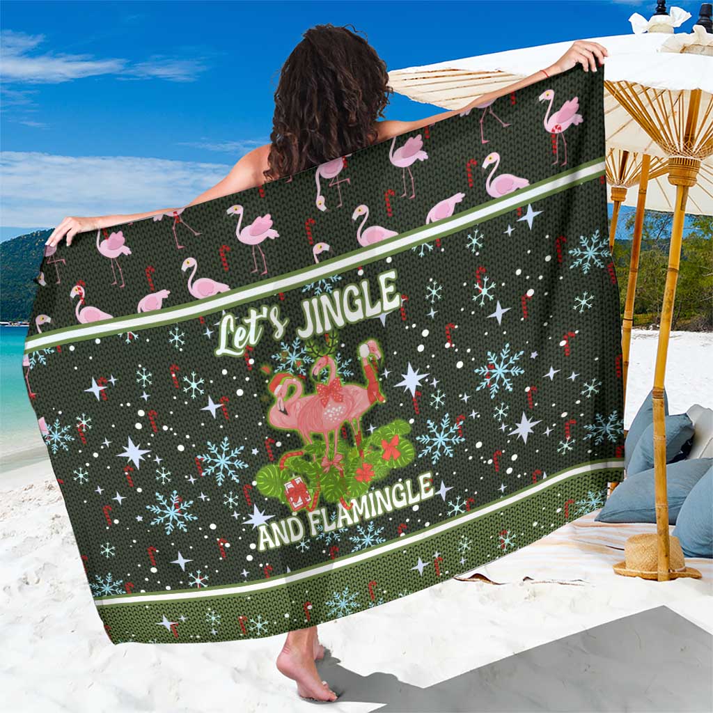 Lets Jingle And Flamingle Christmas Sarong Funny Xmas Holiday Patterns - Wonder Print Shop