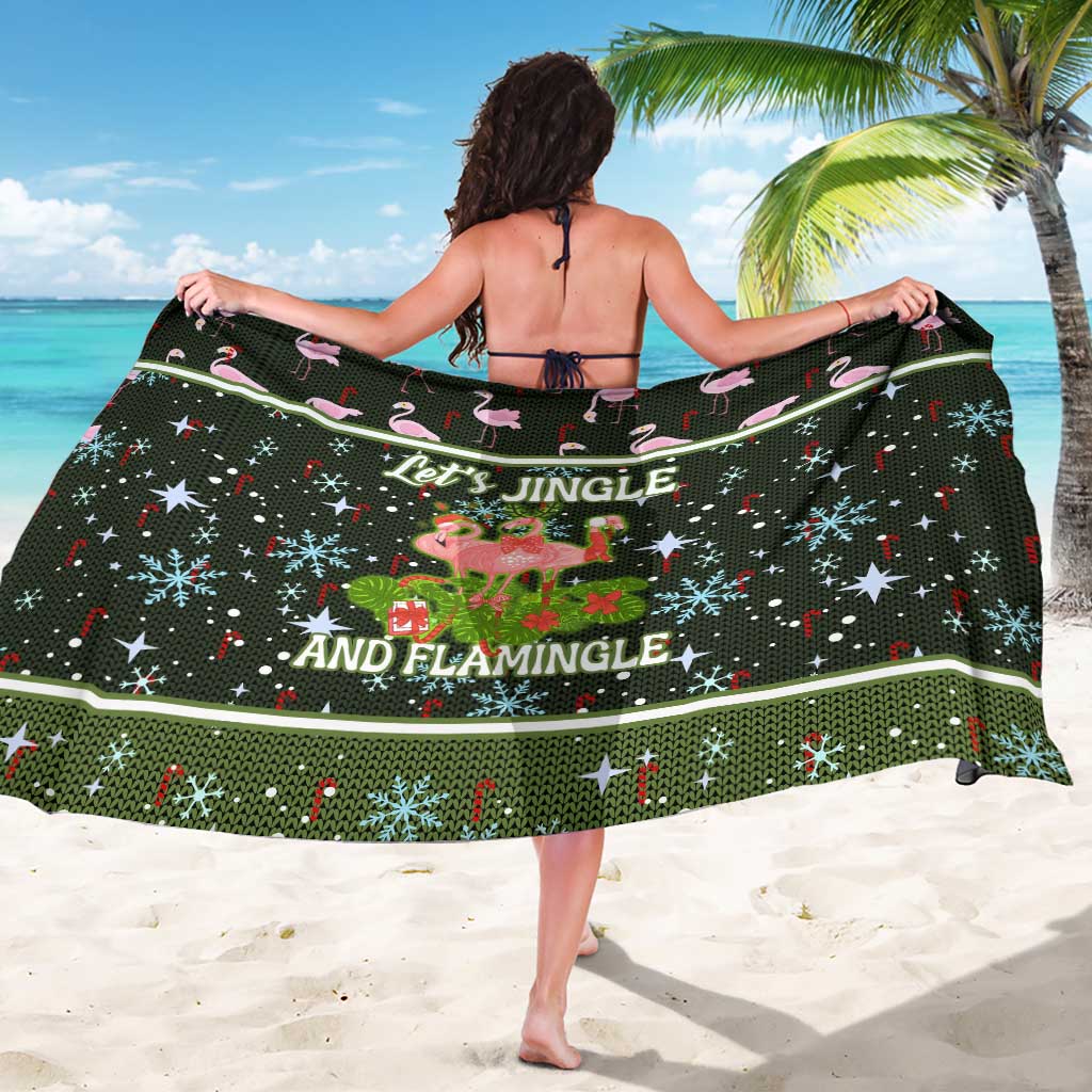 Lets Jingle And Flamingle Christmas Sarong Funny Xmas Holiday Patterns - Wonder Print Shop