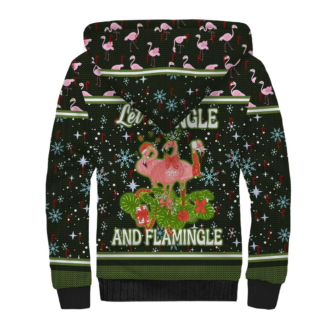 Lets Jingle And Flamingle Christmas Sherpa Hoodie Funny Xmas Holiday Patterns - Wonder Print Shop
