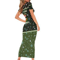 Lets Jingle And Flamingle Christmas Short Sleeve Bodycon Dress Funny Xmas Holiday Patterns - Wonder Print Shop