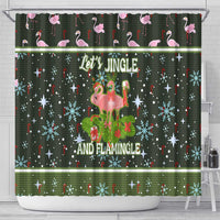 Lets Jingle And Flamingle Christmas Shower Curtain Funny Xmas Holiday Patterns - Wonder Print Shop