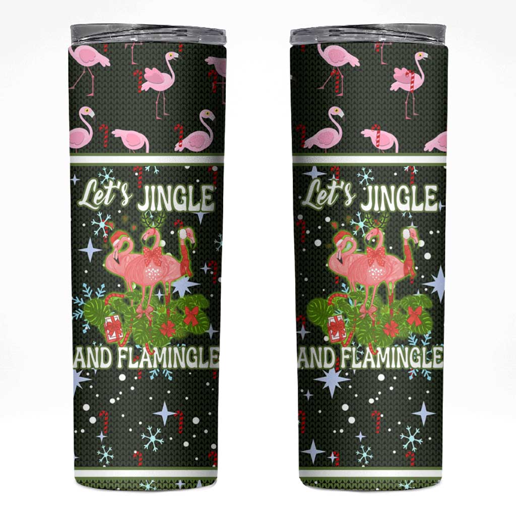Lets Jingle And Flamingle Christmas Skinny Tumbler Funny Xmas Holiday Patterns - Wonder Print Shop