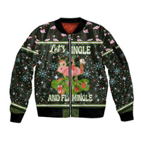 Lets Jingle And Flamingle Christmas Sleeve Zip Bomber Jacket Funny Xmas Holiday Patterns - Wonder Print Shop
