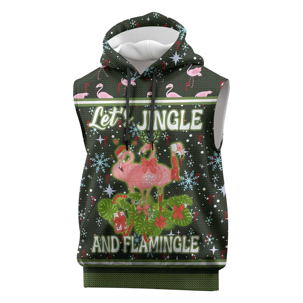 Lets Jingle And Flamingle Christmas Sleeveless Hoodie Funny Xmas Holiday Patterns - Wonder Print Shop