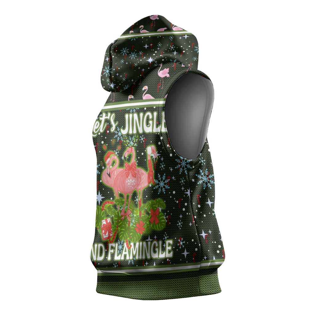 Lets Jingle And Flamingle Christmas Sleeveless Hoodie Funny Xmas Holiday Patterns - Wonder Print Shop